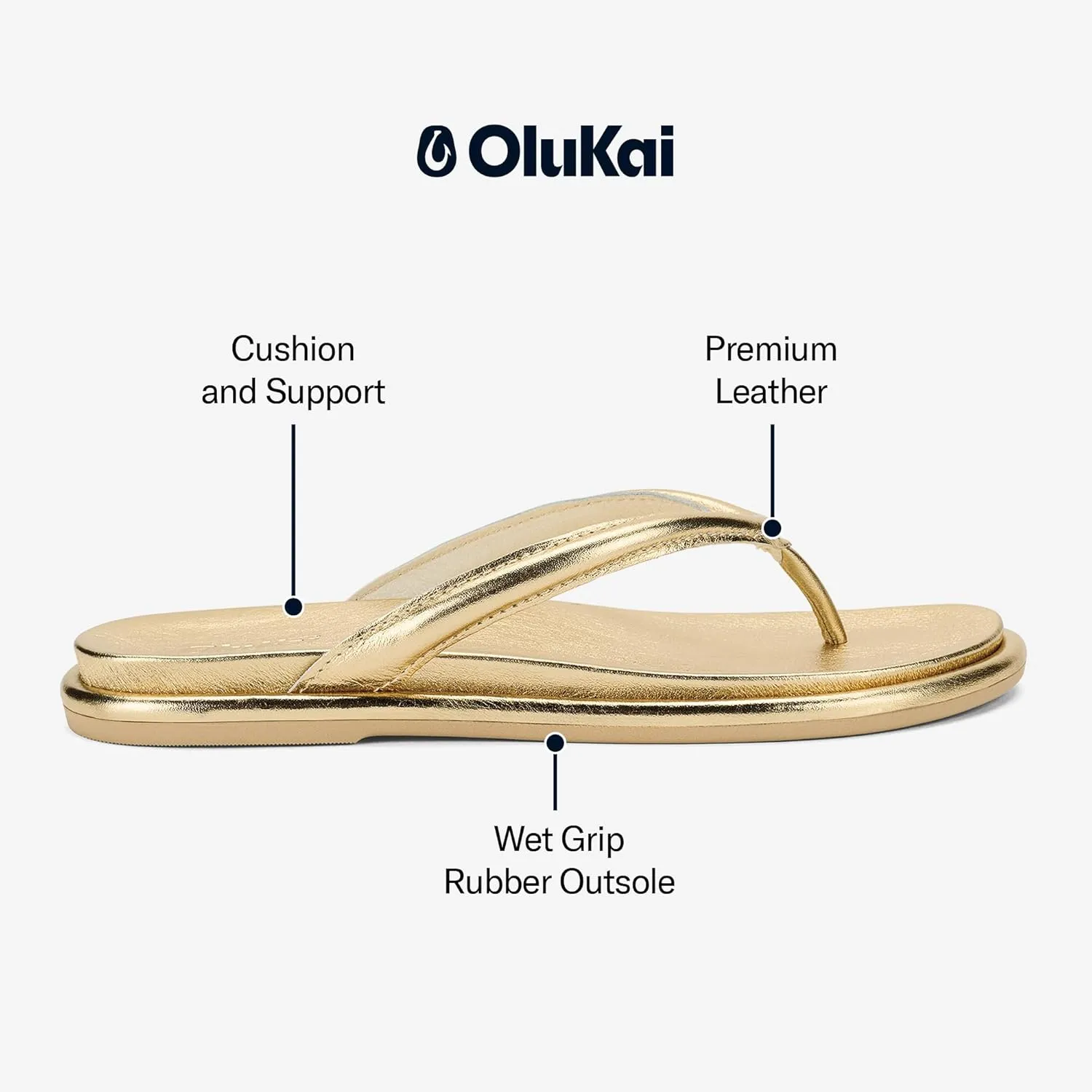 OLUKAI Tiare Women's Beach Sandals, Premium Leather & Stylish Design, All-Day Comfort & Support