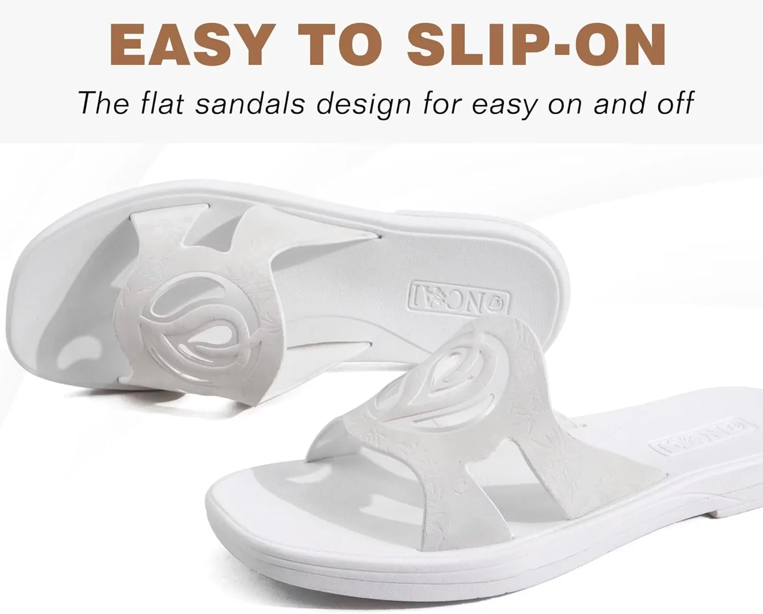 ONCAI Women's Flat Sandals Fashion Summer Dressy Sandals Casual Beach Flat Sandal For Woman Square Toe Comfortable Cushion Footbed Slip On Ladies Slides Women Size 6-11