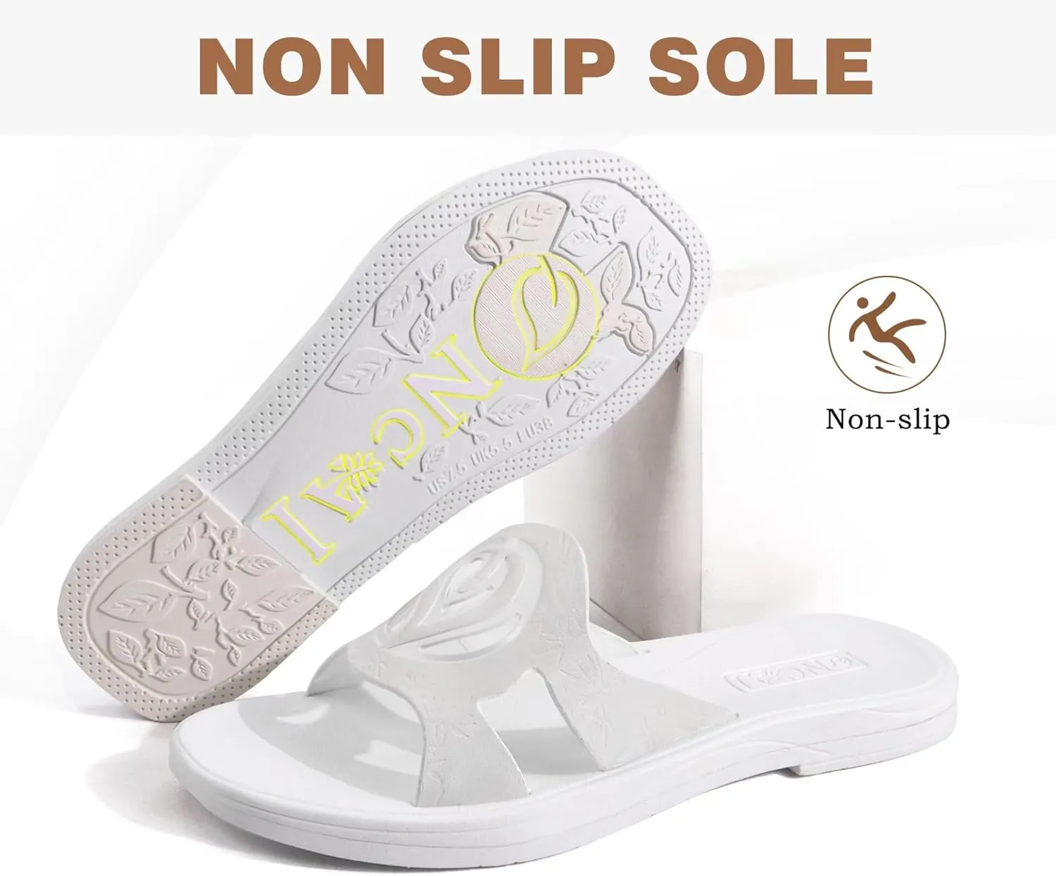 ONCAI Women's Flat Sandals Fashion Summer Dressy Sandals Casual Beach Flat Sandal For Woman Square Toe Comfortable Cushion Footbed Slip On Ladies Slides Women Size 6-11