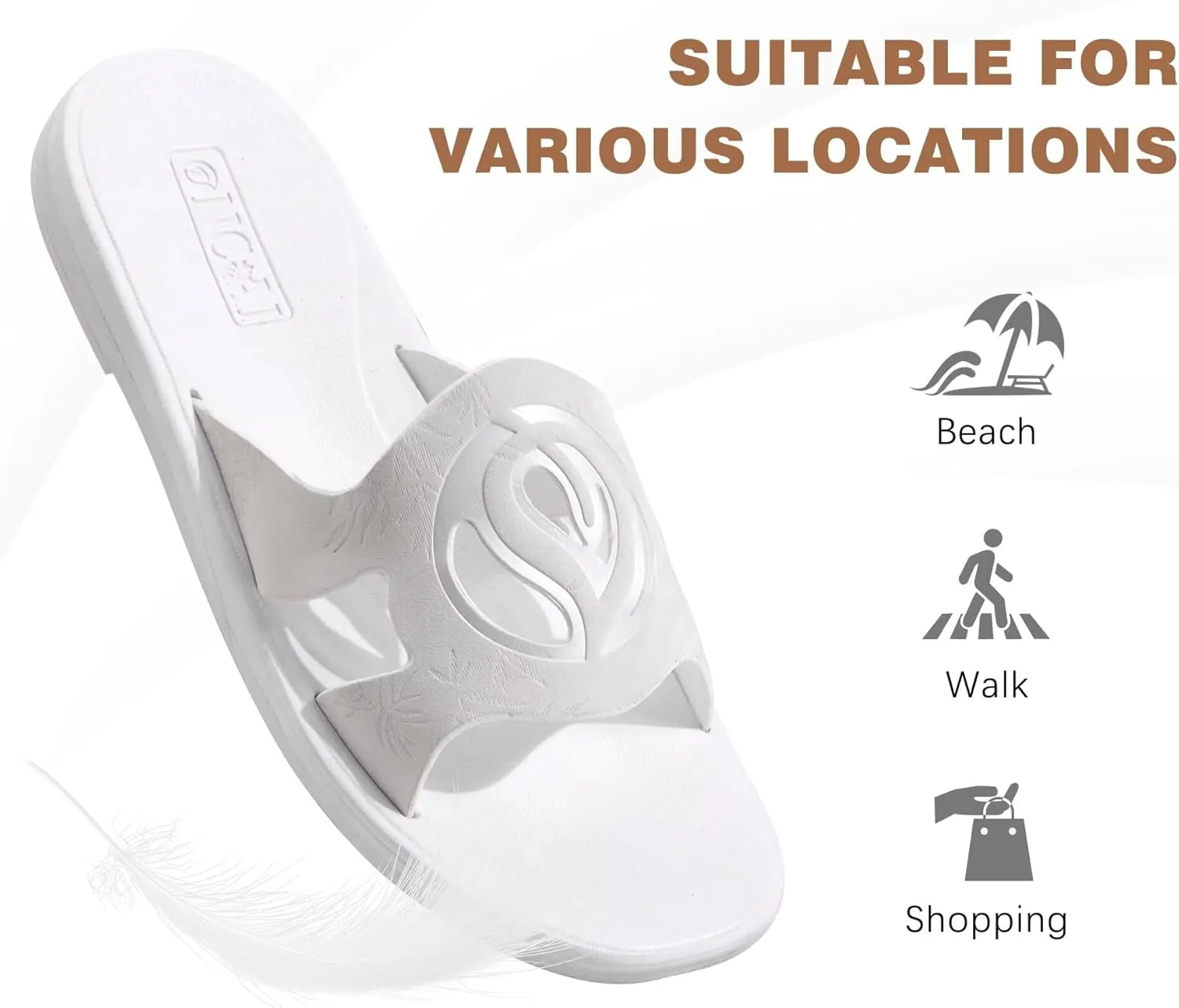ONCAI Women's Flat Sandals Fashion Summer Dressy Sandals Casual Beach Flat Sandal For Woman Square Toe Comfortable Cushion Footbed Slip On Ladies Slides Women Size 6-11