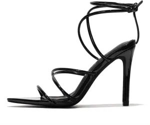 Open Toe Strappy Heels for Women- Elegant Pointy Nude Heels for Women with Ankle Strap, Genuine Leather Insole & 3.75-inch Stiletto Heel- High Heel Womens Strappy Sandals(Ada.a)