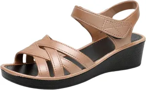 Orthopedic Sandals for Women Arch Support Fashion Cross Strap Wedge Sandals Low Heel Slip On Beach Slides Summer Dressy Wide Width Walking Shoes