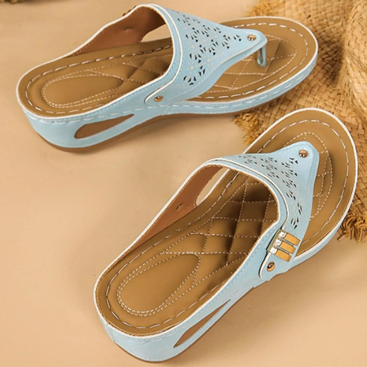 Orthopedic Sandals for Women Breathable Mesh Sports Sandals With Non-Slip Sole Women’s Thick-Soled Wedge Heel Slippers