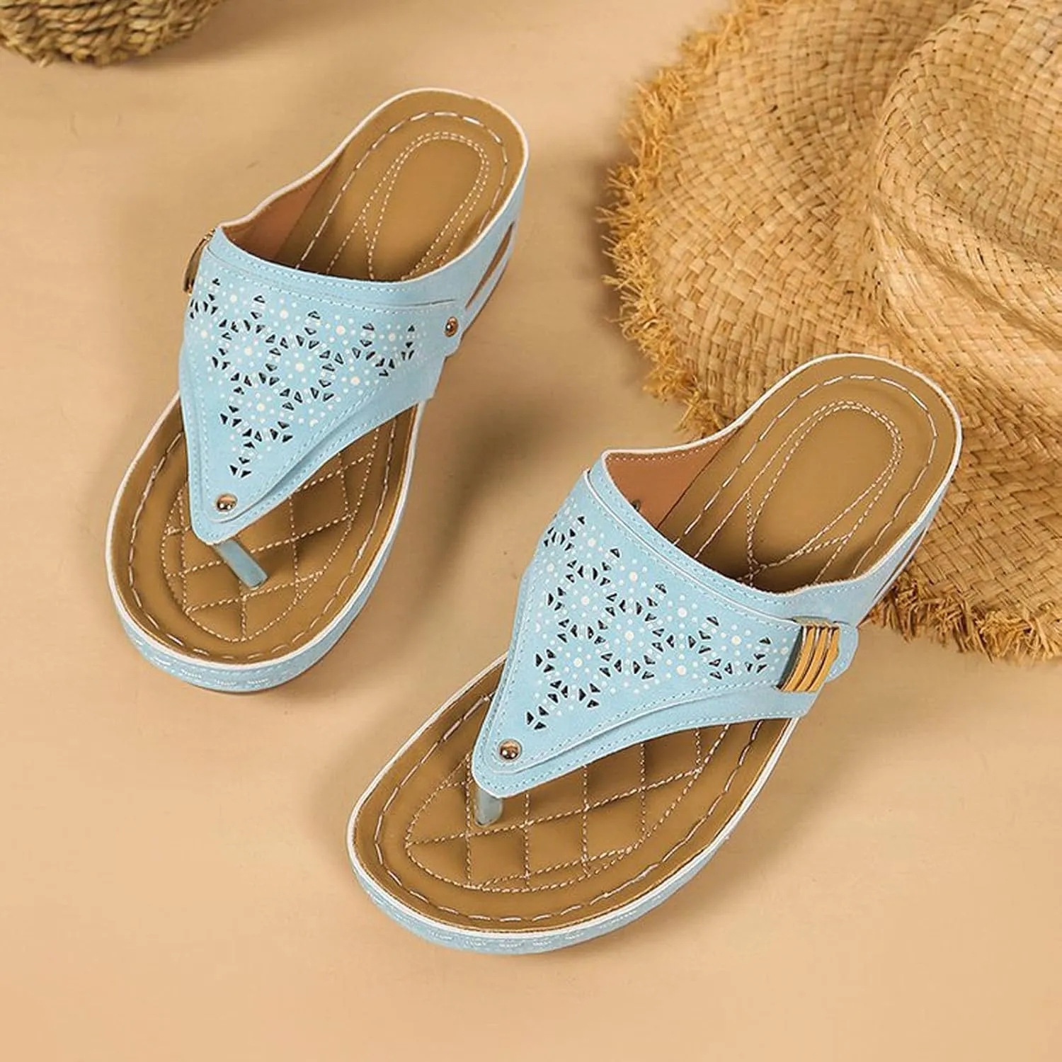 Orthopedic Sandals for Women Breathable Mesh Sports Sandals With Non-Slip Sole Women’s Thick-Soled Wedge Heel Slippers