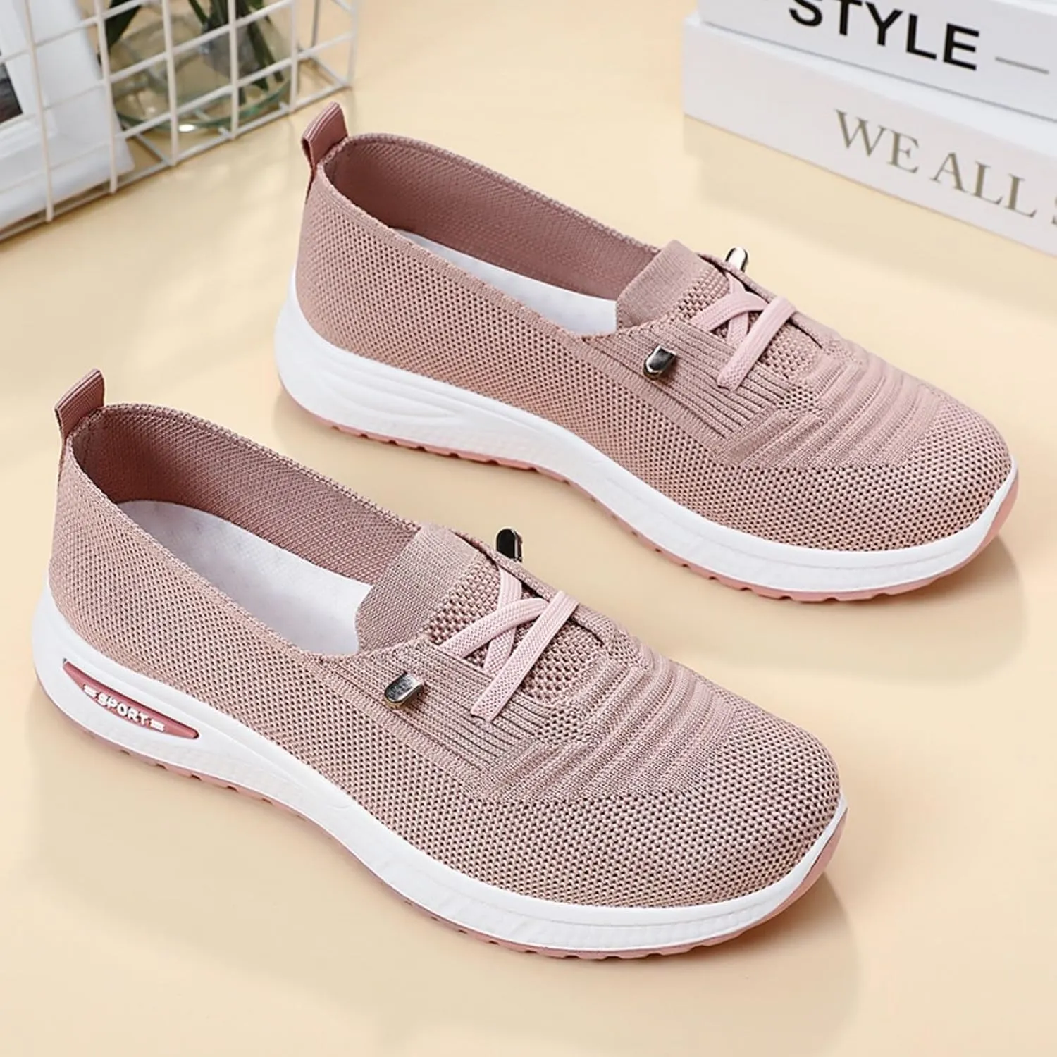 Orthopedic Shoes for Women, Women's Lightweight Slip-On Slip-On Knitted Sneakers, Comfortable Fashion Flat Walking Shoes for Women Breathable Sock Mesh Loafers Orthowalkway Womens Shoes