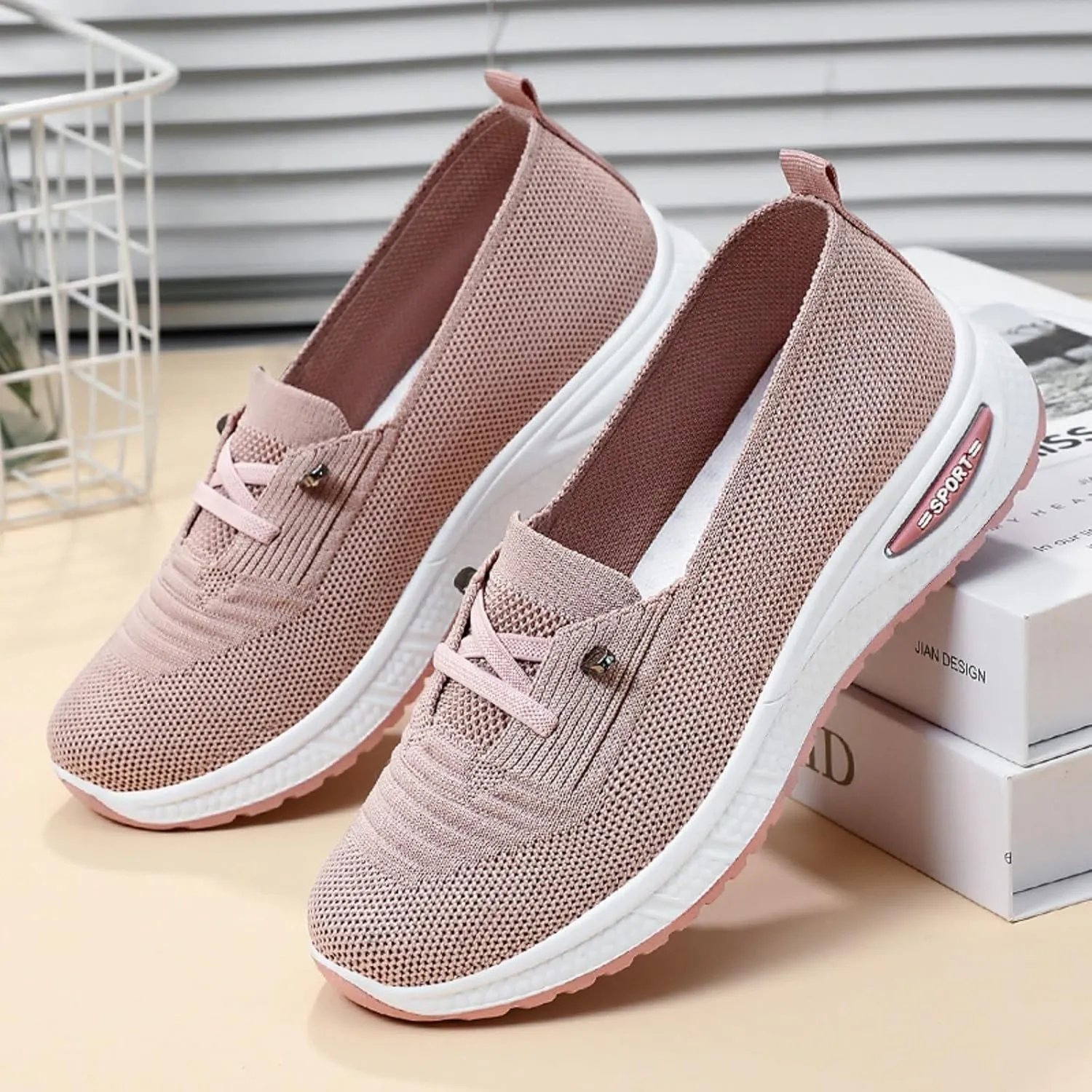 Orthopedic Shoes for Women, Women's Lightweight Slip-On Slip-On Knitted Sneakers, Comfortable Fashion Flat Walking Shoes for Women Breathable Sock Mesh Loafers Orthowalkway Womens Shoes