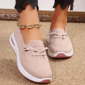Orthopedic Shoes for Women, Women's Lightweight Slip-On Slip-On Knitted Sneakers, Comfortable Fashion Flat Walking Shoes for Women Breathable Sock Mesh Loafers Orthowalkway Womens Shoes