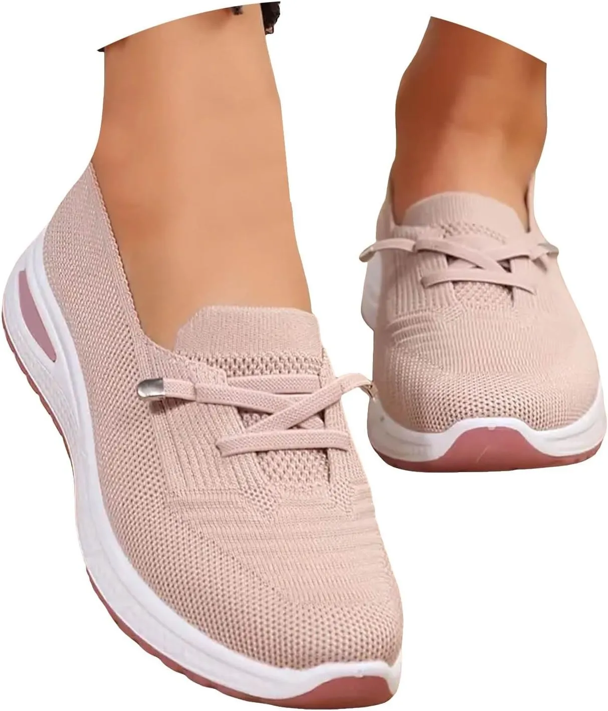 Orthopedic Shoes for Women, Women's Lightweight Slip-On Slip-On Knitted Sneakers, Comfortable Fashion Flat Walking Shoes for Women Breathable Sock Mesh Loafers Orthowalkway Womens Shoes