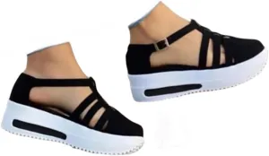 Orthopedic Wedge Sandals for Women Summer Dressy Closed Toe Ankle Strap Platform Sneakers Cutout Low Wedges Slip on Sandals buckle Dressy Shoes Comfortable Outdoor Shoes