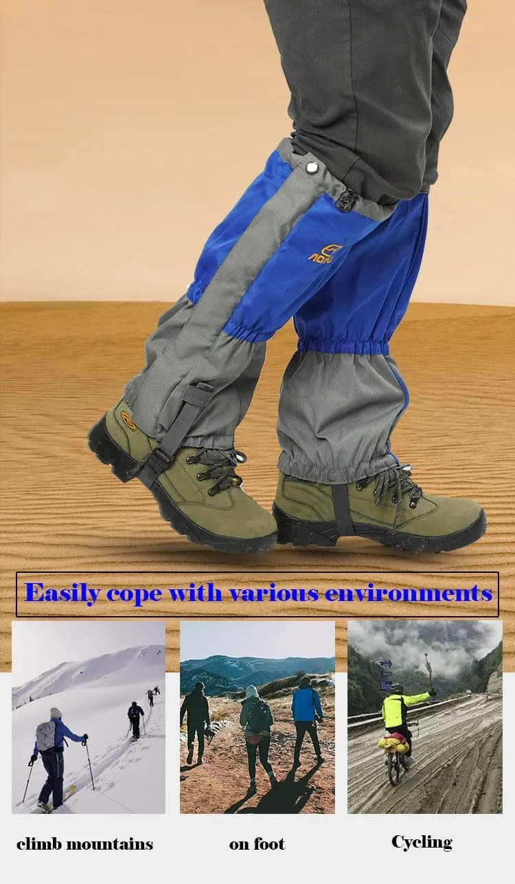 Outdoor Waterproof Snow Gaiters, Unisex Snow and Sand Protection for Hiking, Mountaineering, and Desert Activities, Kids and Adults Leg Covers