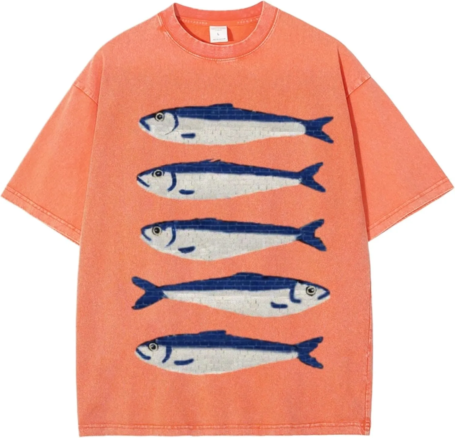 Oversized Graphic Tees for Women Y2k Fisherman Aesthetic Graphic Fish Print T-Shirts Streetwear Summer 2025