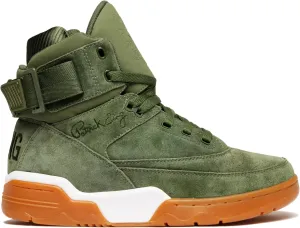 PATRICK EWING Athletics 33 HI Chive Green/White/Gum Retro Sneakers Premium Suede Upper Classic Gum Sole