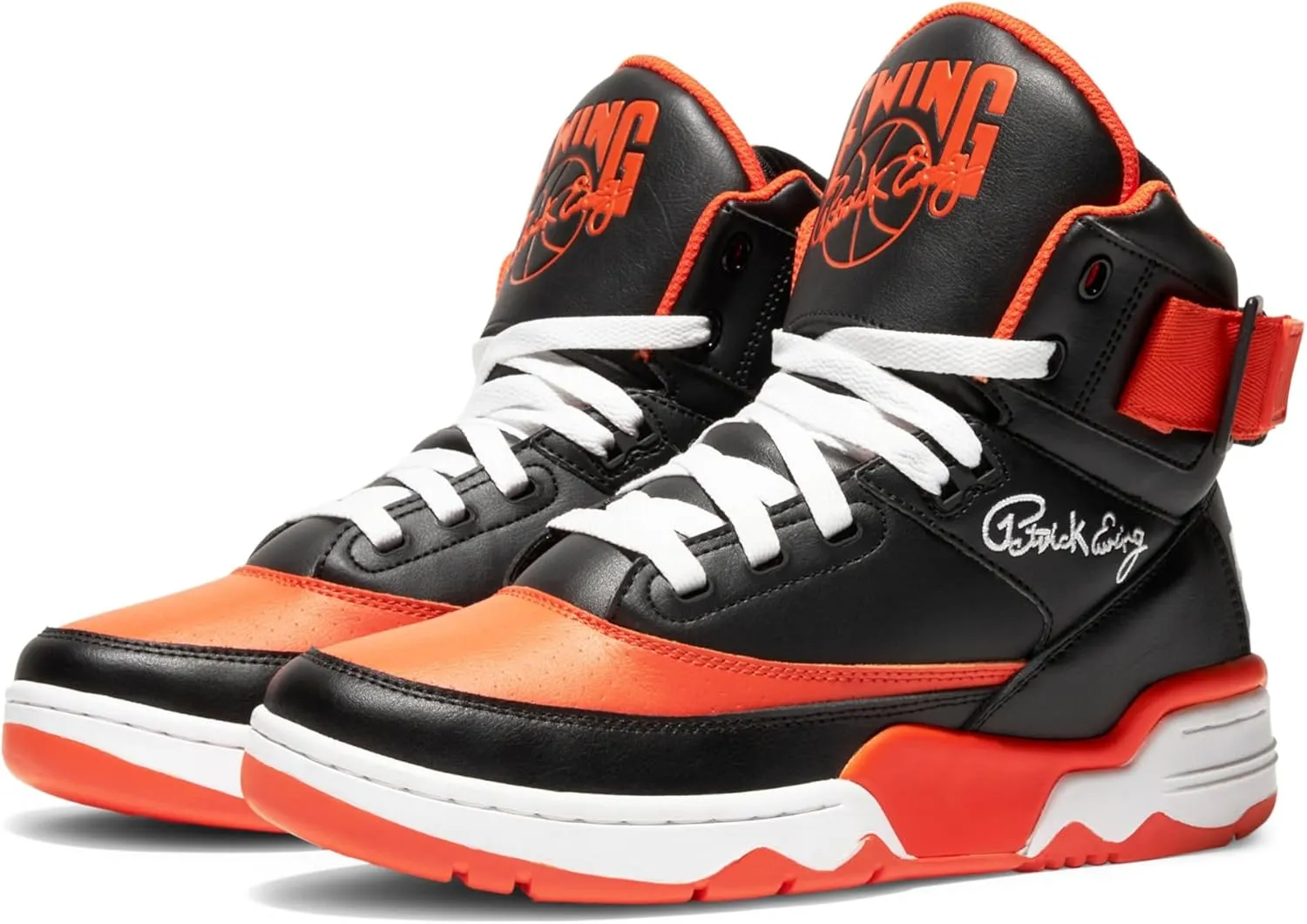PATRICK EWING Athletics 33 HI Halloween Edition - Black/Orange/White Retro Basketball Shoes with Reversible Ankle Strap