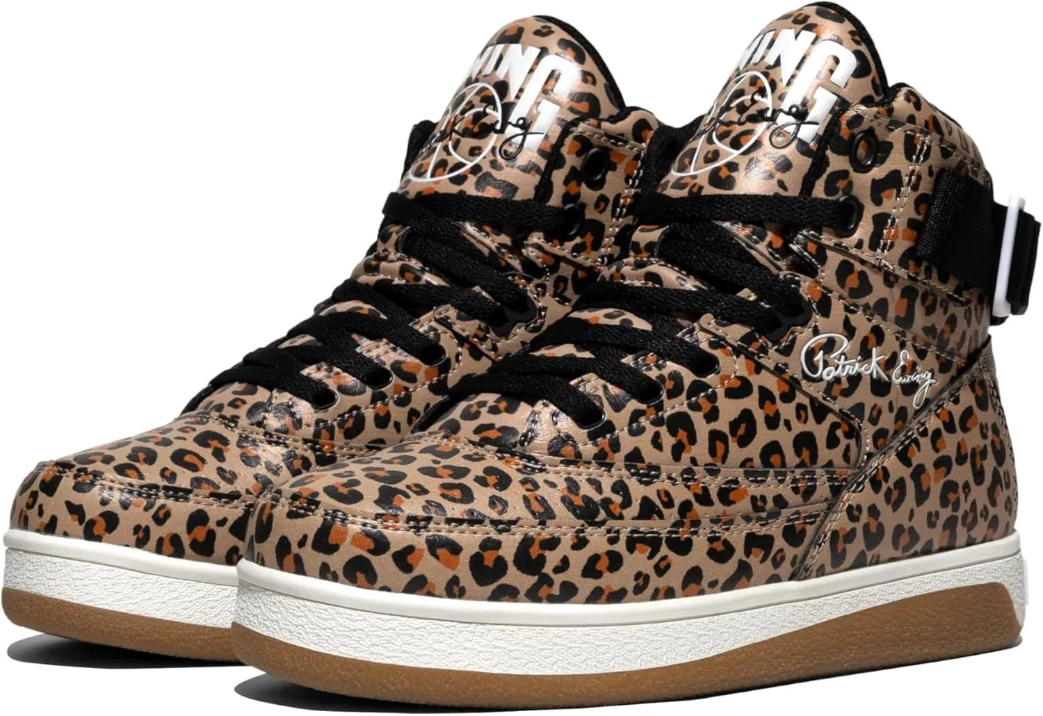 PATRICK EWING ATHLETICS Women's 33 HI ORION Leopard Sneakers – Retro Hybrid Design, Vegan Upper