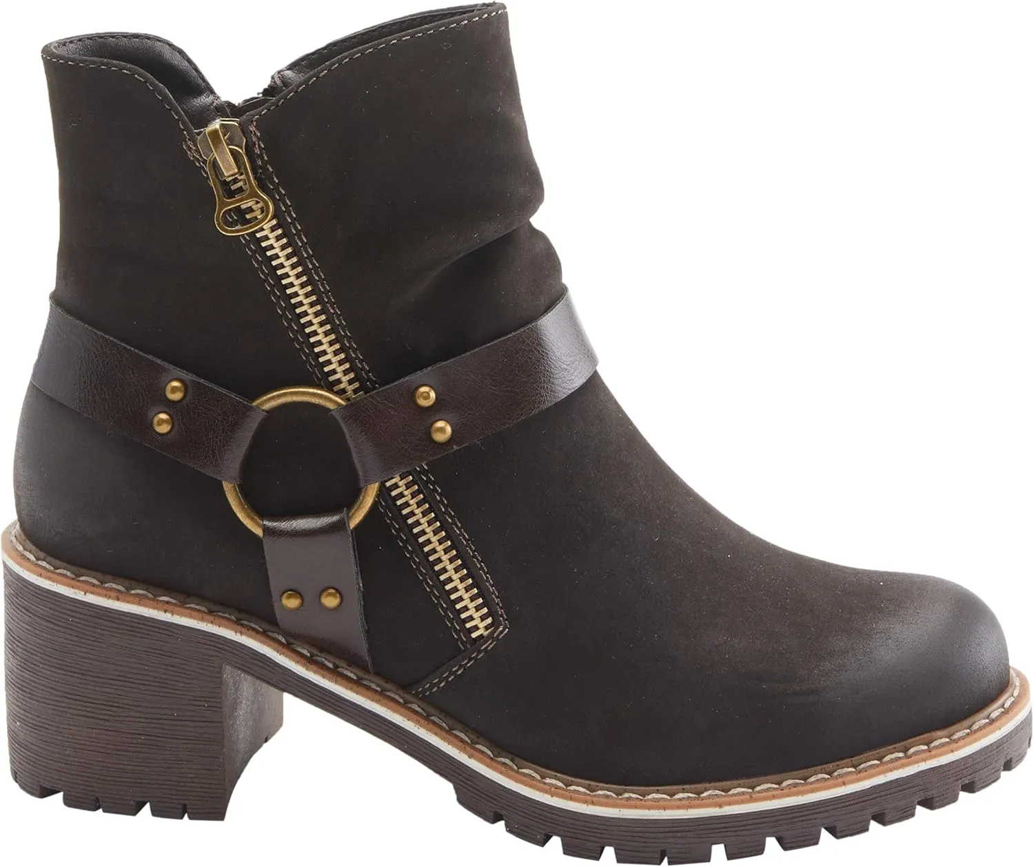 PATRIZIA Spring Step Firewood Booties for Women - Ladies Ankle Boots with Zipper Closure - Vegan Leather Womens Boots for Outdoor