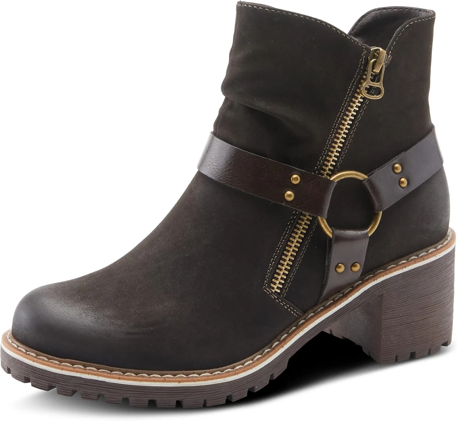 PATRIZIA Spring Step Firewood Booties for Women - Ladies Ankle Boots with Zipper Closure - Vegan Leather Womens Boots for Outdoor