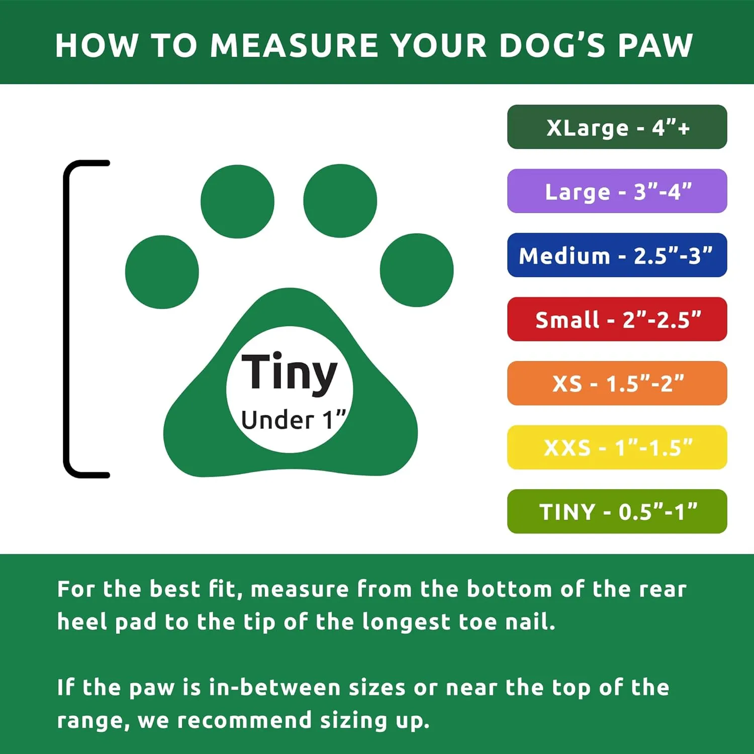 PawZ Rubber Dog Boots for Paws to 1" - All-Weather Dog Booties for Hot Pavement, Sand, Snow, Mud, and Rain - Anti Slip Dog Socks - Tiny, Green