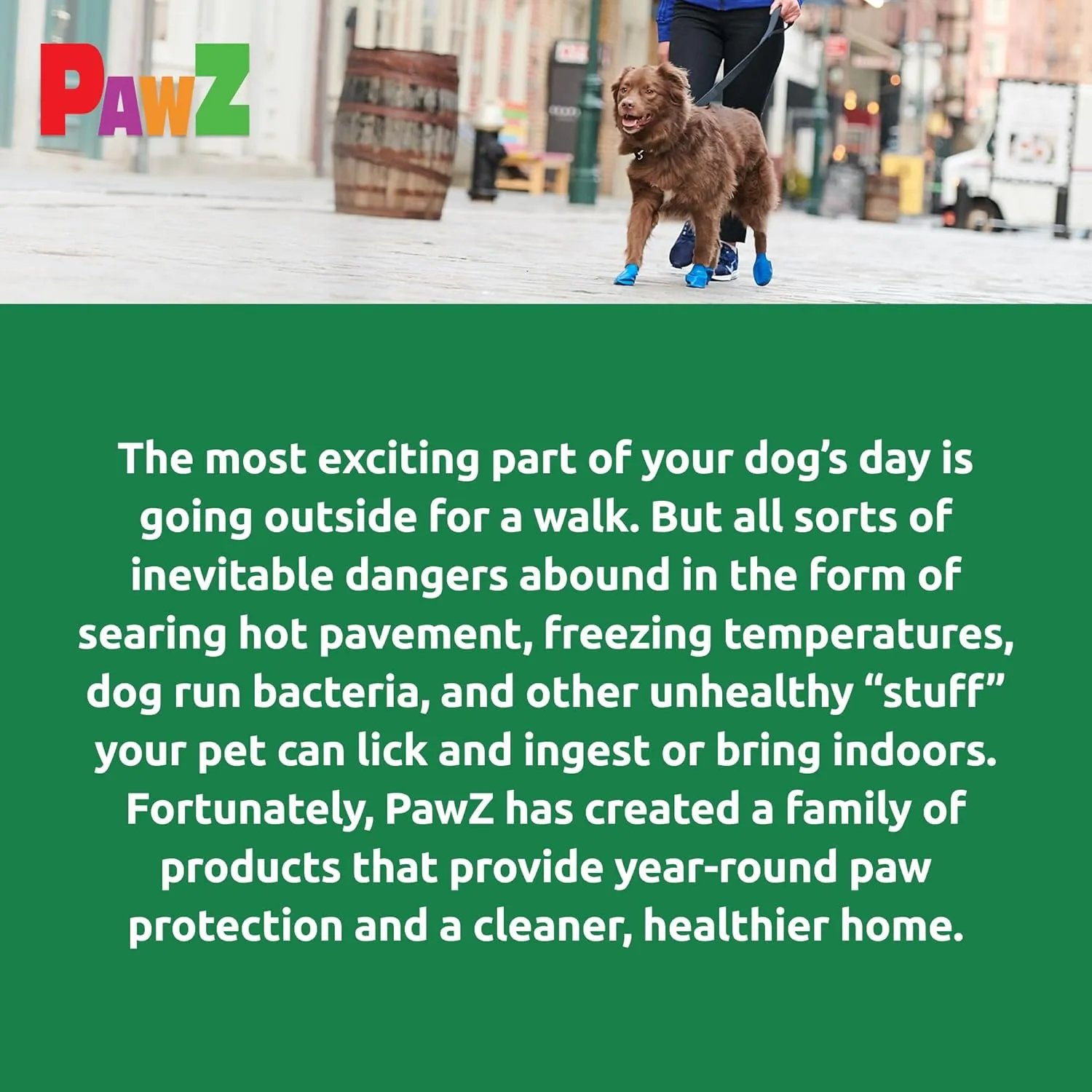 PawZ Rubber Dog Boots for Paws to 1" - All-Weather Dog Booties for Hot Pavement, Sand, Snow, Mud, and Rain - Anti Slip Dog Socks - Tiny, Green