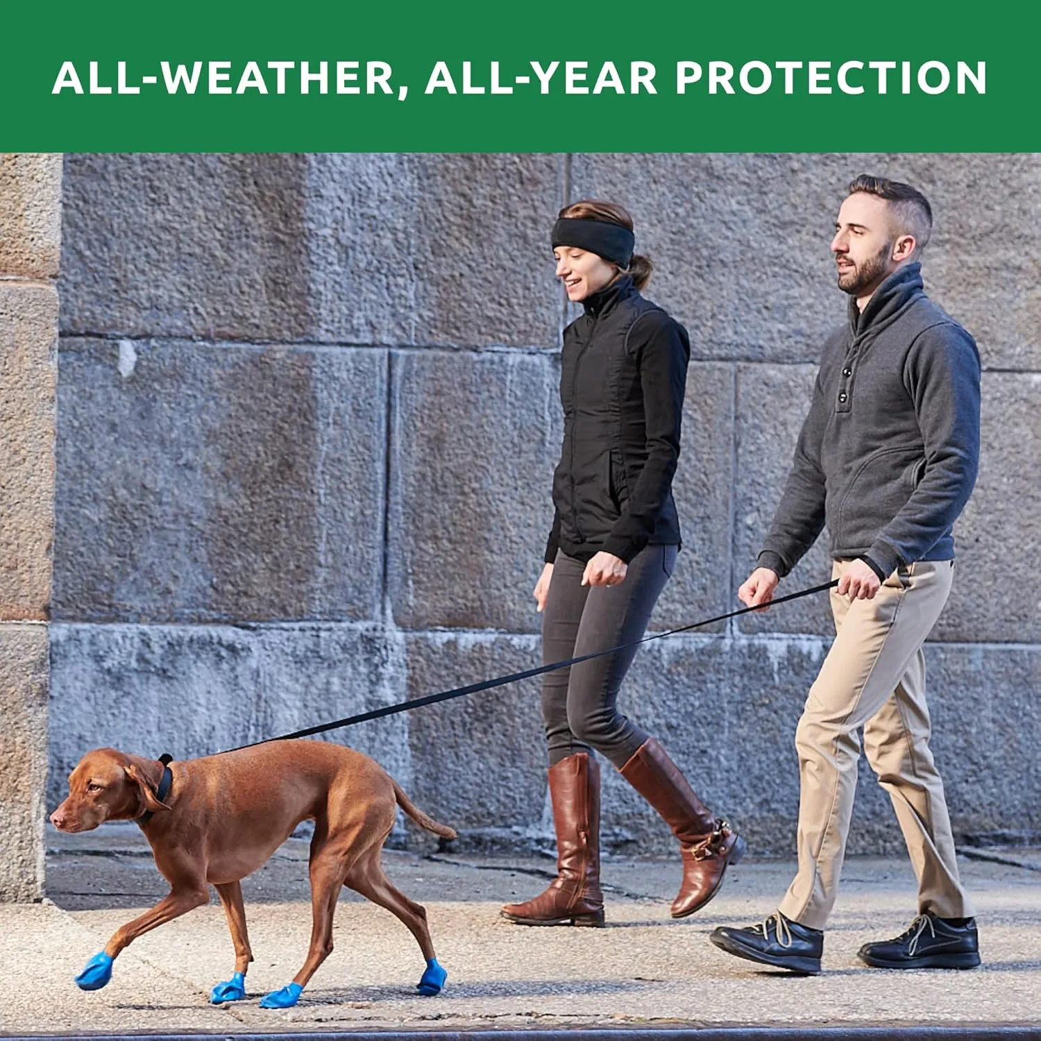 PawZ Rubber Dog Boots for Paws to 1" - All-Weather Dog Booties for Hot Pavement, Sand, Snow, Mud, and Rain - Anti Slip Dog Socks - Tiny, Green