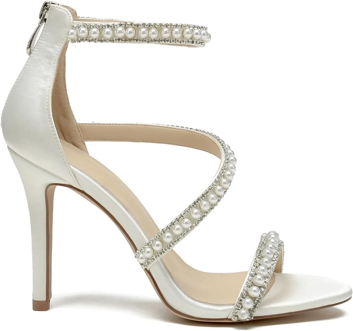 Pearl Heels Sandals Stiletto Heels Open Toe High Heel Sandals Pump Shoes for Women Bride Wedding Party Evening Heels