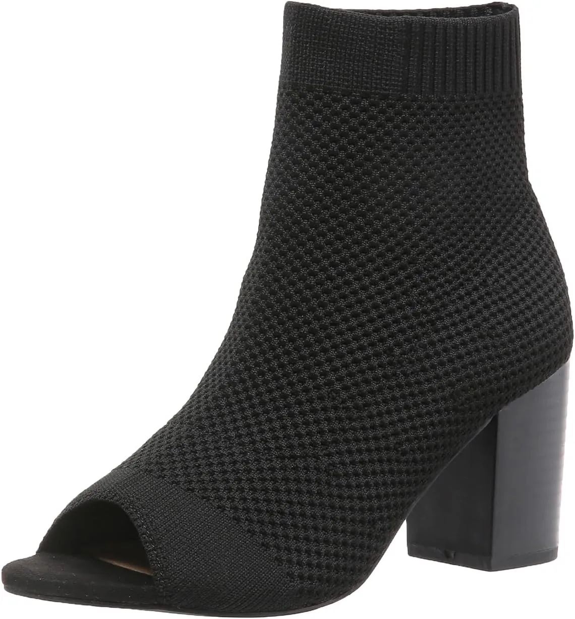 Peep Toe Booties for Women Knit Open Toe Chunky Block Heels Breathable Sock Boots Fashion Heeled Sandals US5-11