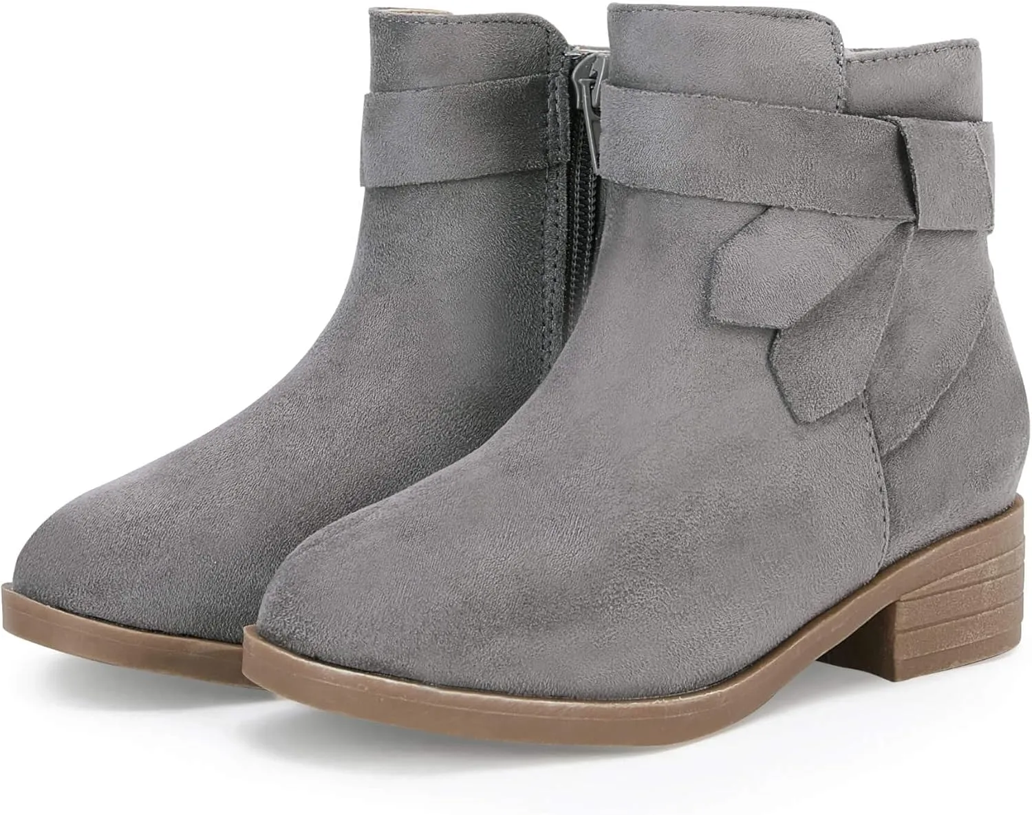 PiePieBuy Kids Girls Tie Knot Ankle Boots Chunky Low Block Heel Chelsea Dress Booties Winter Shoes With Zipper
