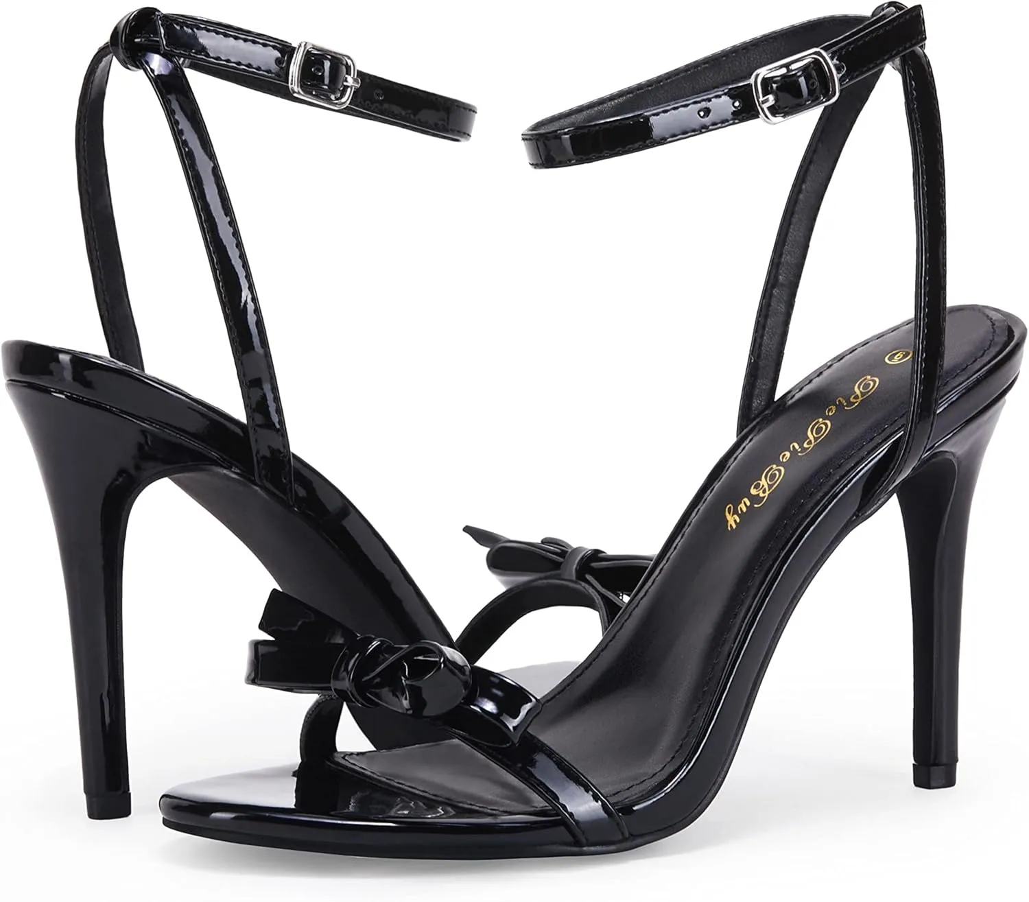 PiePieBuy Womens Bowknot Heeled Sandals Ankle Strap Buckle Open Toe High Stiletto Heel Pump Dress Party Shoes