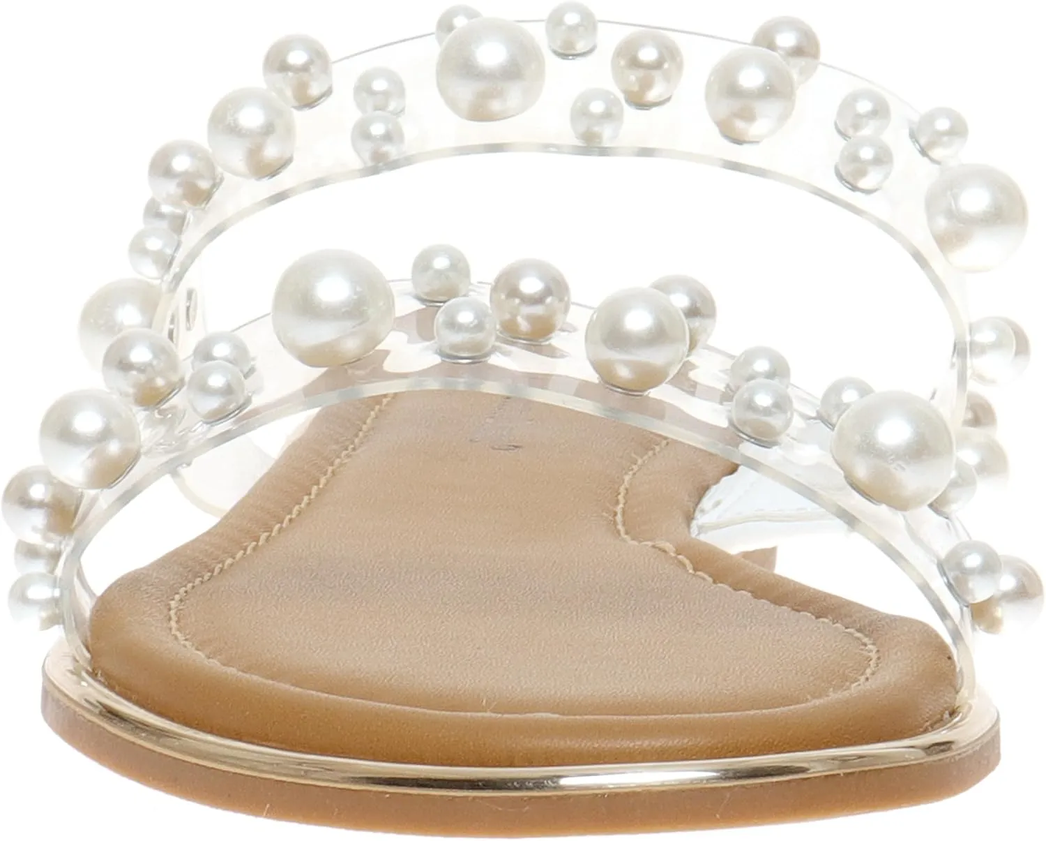 Pierre Dumas Sense-2 Women's Slip-On Slide Sandal Clear Lucite and Pearls for Women