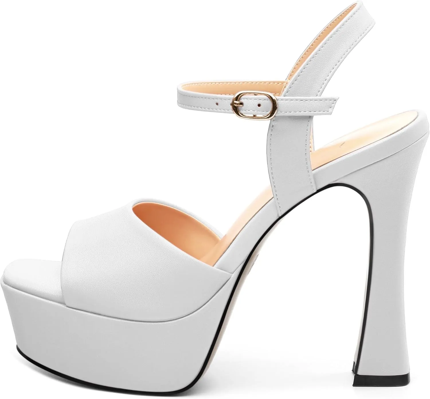 Platform High Heels for Women, Chunky Heels Sandals for Women Comfy Square Open Toe Ankle Strap Stylish Heeled Sandals Party Prom Wedding Dress Pumps Shoes 4.7 Inch