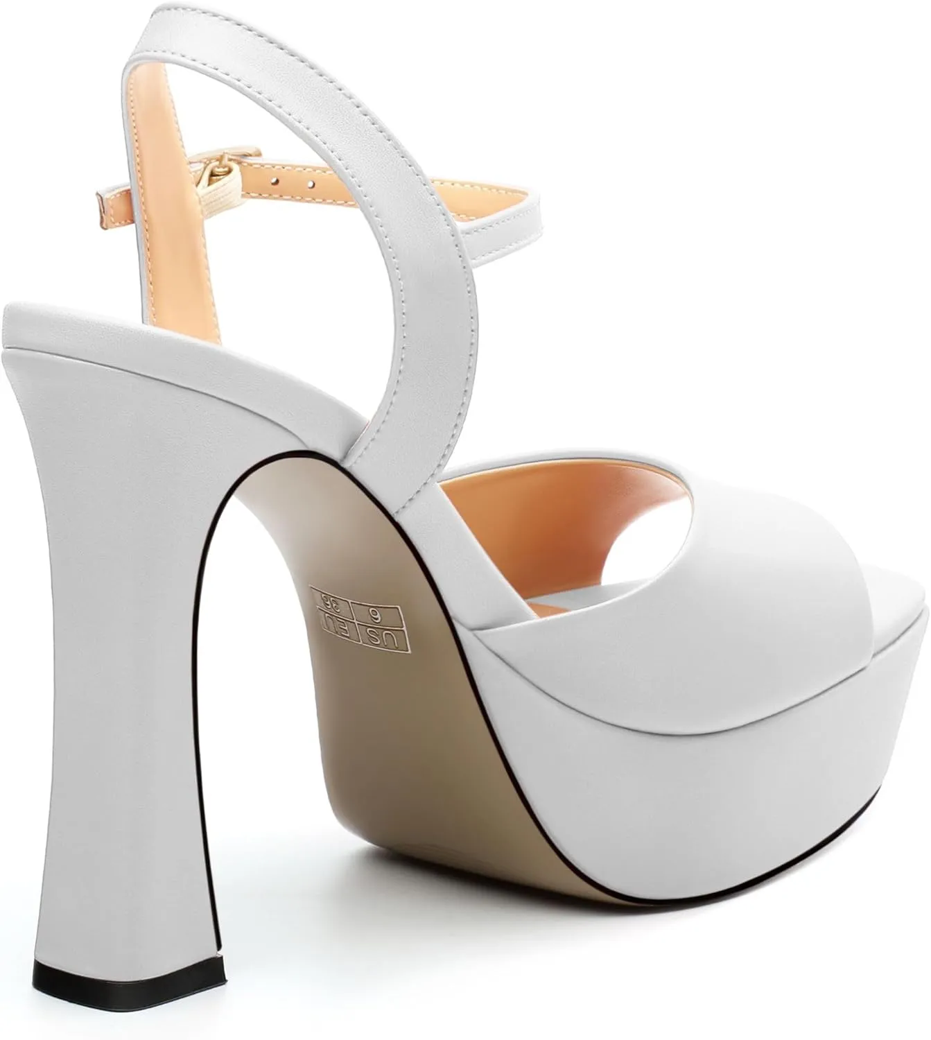 Platform High Heels for Women, Chunky Heels Sandals for Women Comfy Square Open Toe Ankle Strap Stylish Heeled Sandals Party Prom Wedding Dress Pumps Shoes 4.7 Inch