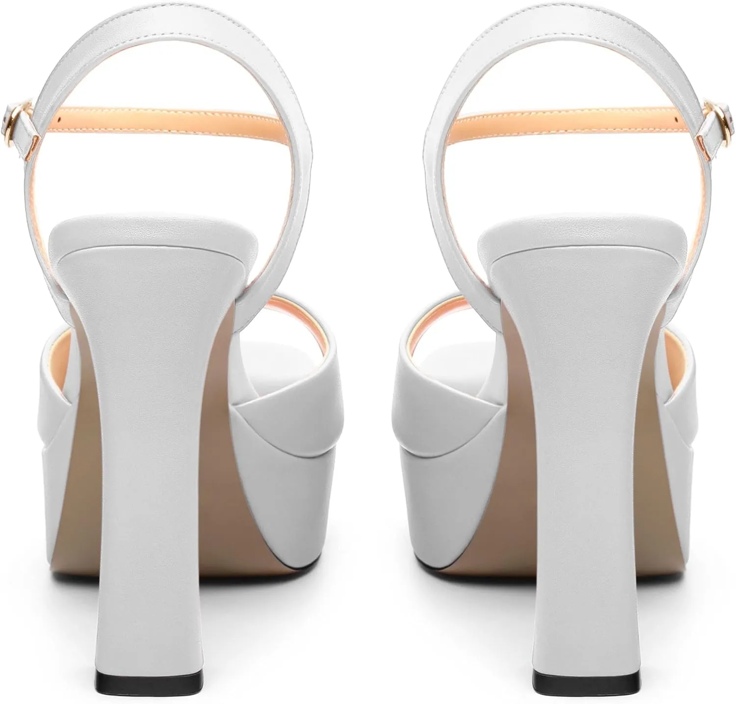 Platform High Heels for Women, Chunky Heels Sandals for Women Comfy Square Open Toe Ankle Strap Stylish Heeled Sandals Party Prom Wedding Dress Pumps Shoes 4.7 Inch