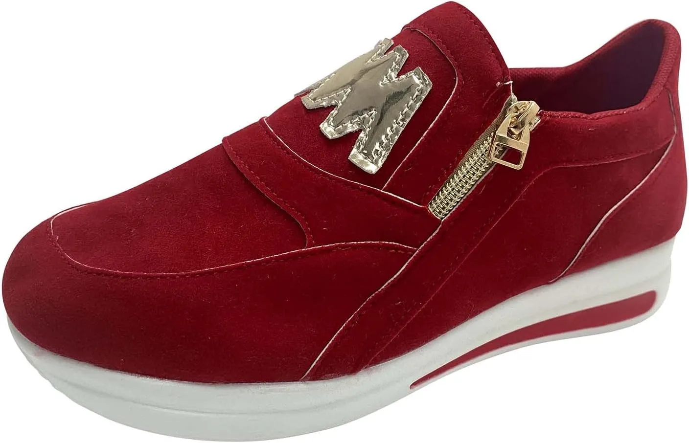 Platform Loafers for Women 2025 Arch Support Tennis Running Side Zipper Sneakers Summer Comfortable Slip On Round Toe Low-Top Shoes Ladies Cushion Footbed Walking Shoes for Gym Travel Work