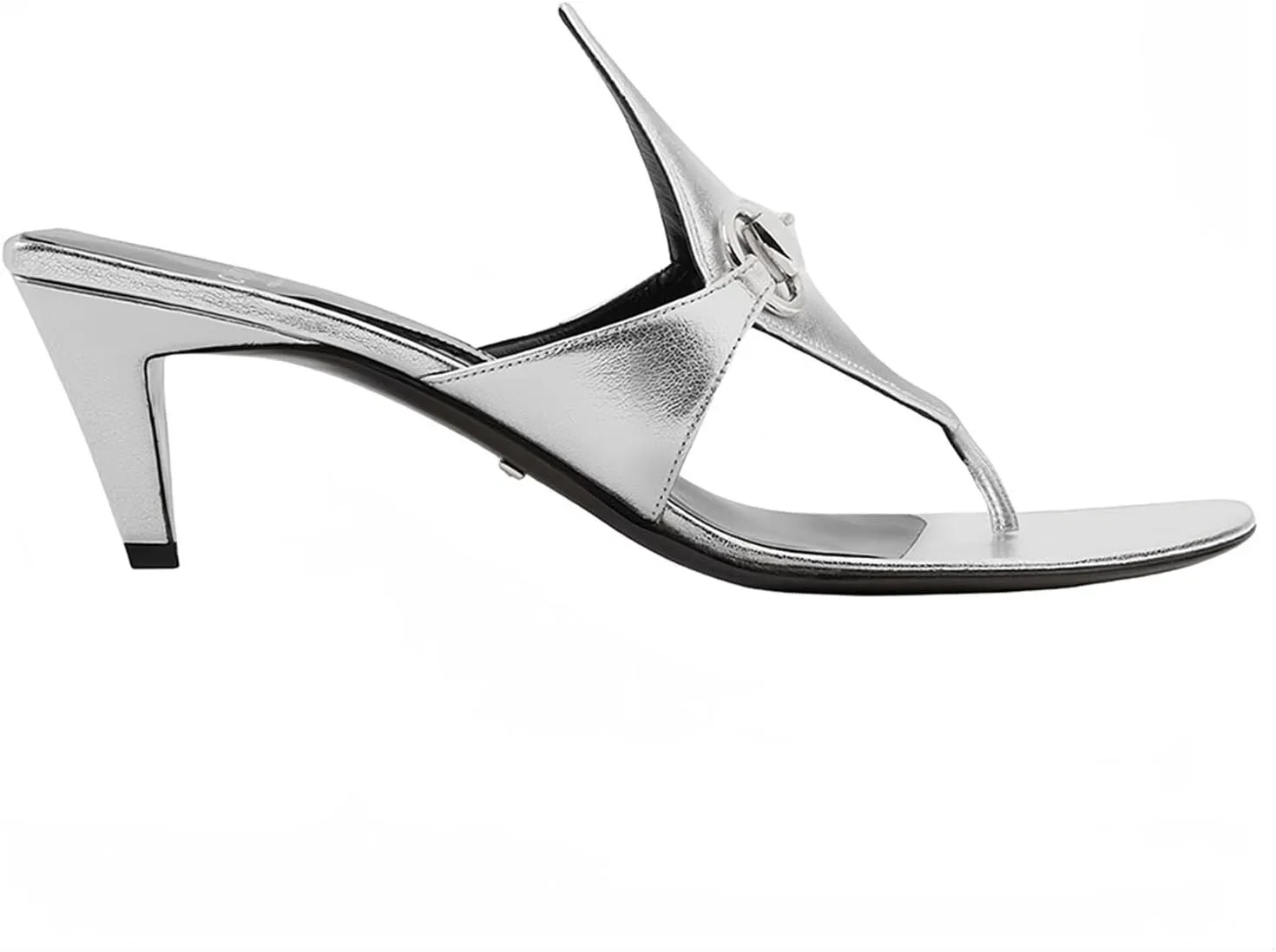 Plus Size Women's Summer Low Heel High Heels Leather Square Toe Flip Flops Elegant Horsebit Sandals