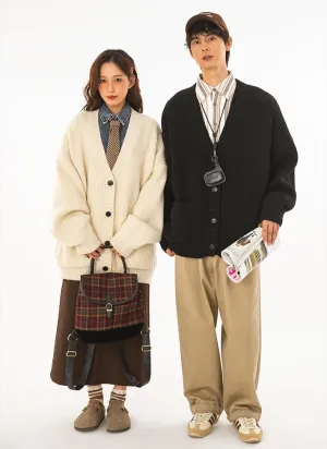POHADON Mens Cardigan Sweater Button Down Long Sleeve V Neck Cable Knit Sweaters Japanese Streetwear Grunge Clothes