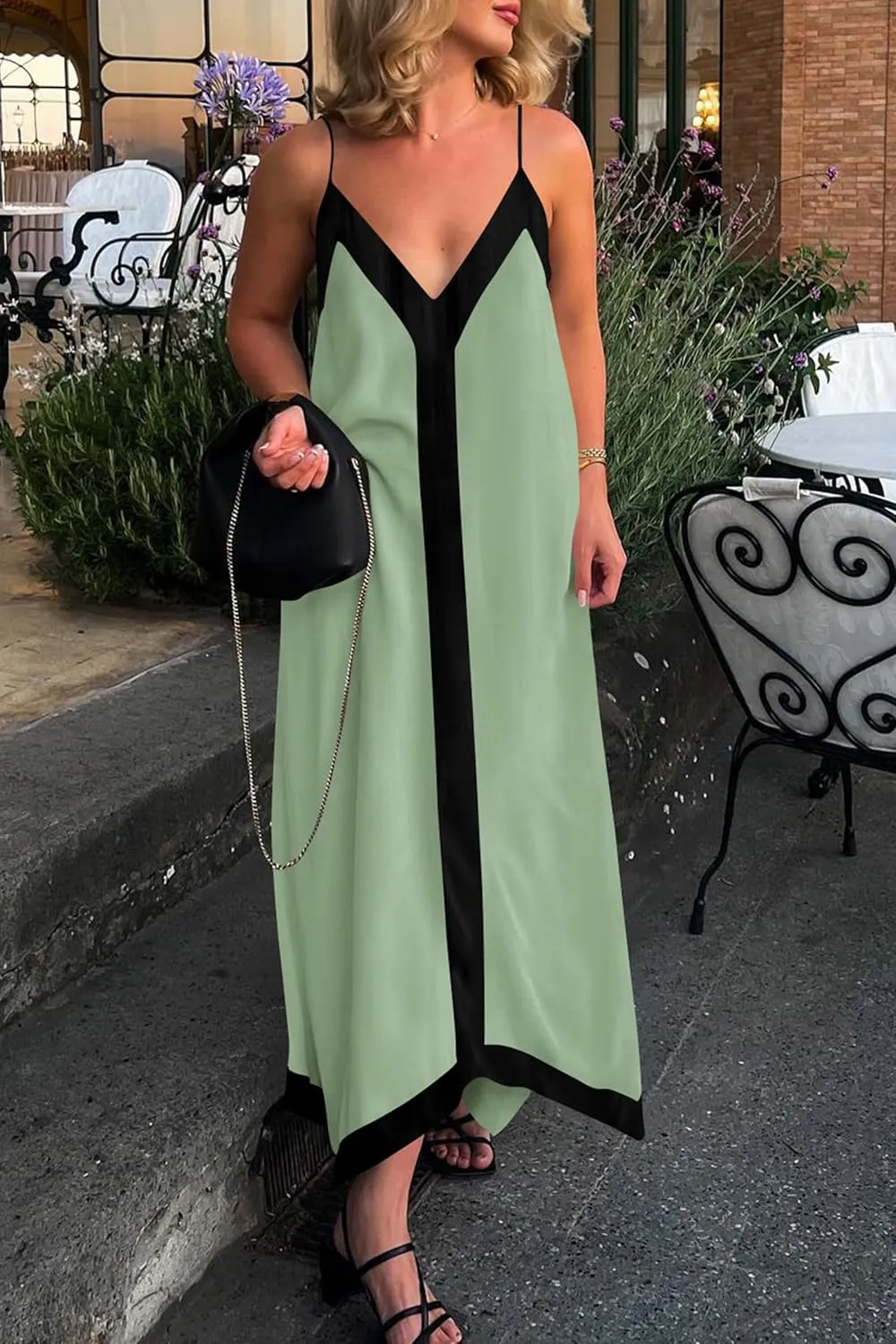 PRETTYGARDEN Women's Flowy Maxi Dress 2025 Summer Sleeveless V Neck Spaghetti Strap Elegant Wedding Party Dresses