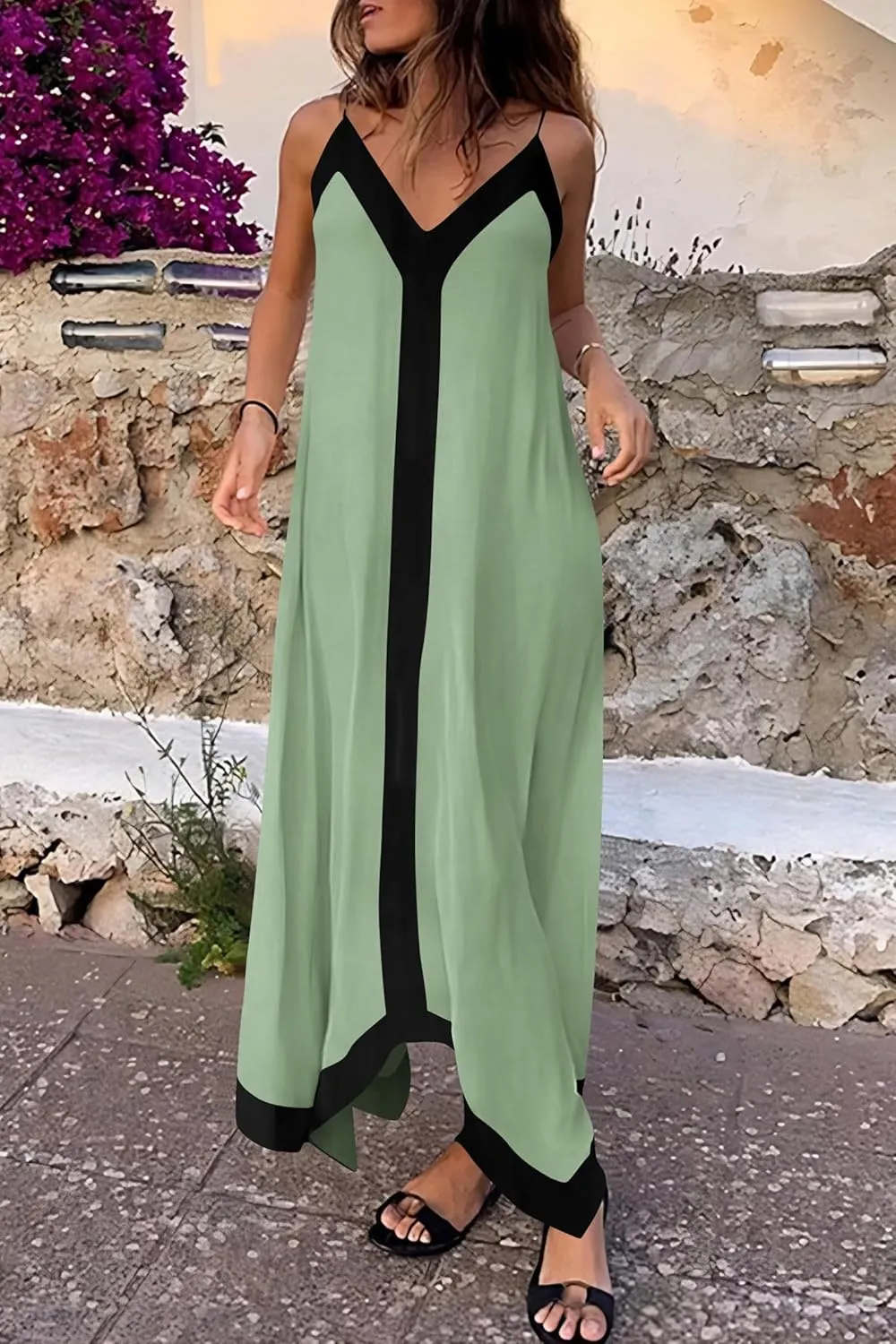 PRETTYGARDEN Women's Flowy Maxi Dress 2025 Summer Sleeveless V Neck Spaghetti Strap Elegant Wedding Party Dresses