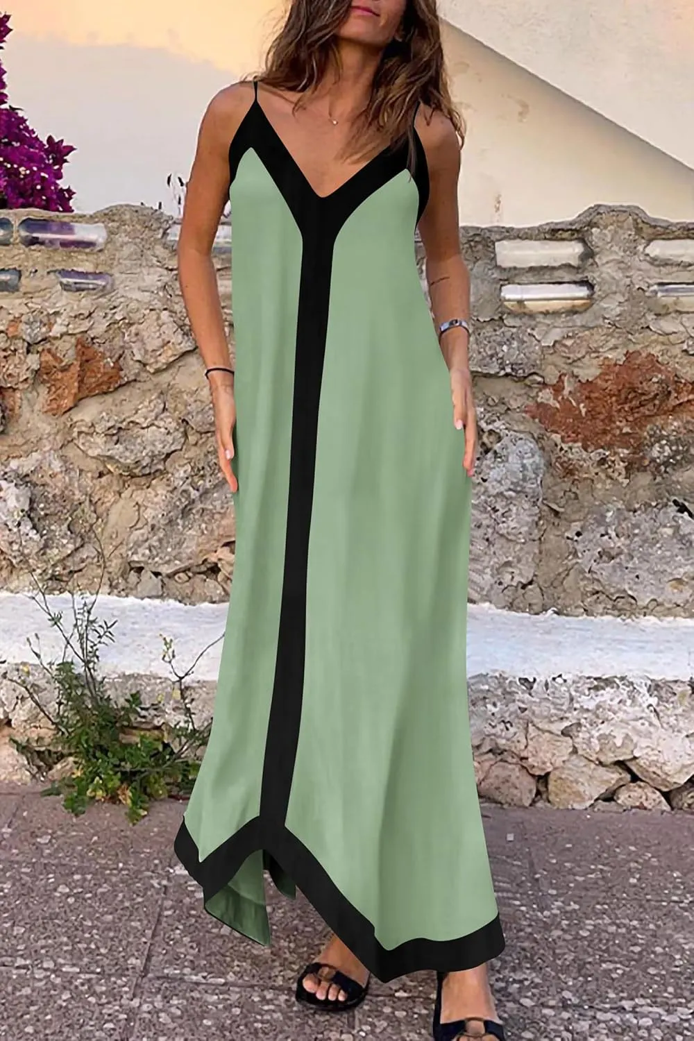 PRETTYGARDEN Women's Flowy Maxi Dress 2025 Summer Sleeveless V Neck Spaghetti Strap Elegant Wedding Party Dresses