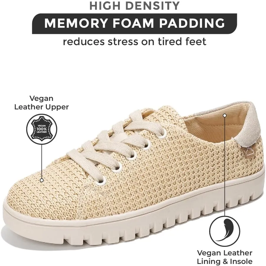 Project Cloud Genuine Leather Shoes for Women - Comfortable Womens Shoes with Memory Foam - Non Slip Womens Footwear Flexible Sole - Women's Fashion Sneakers for 2025