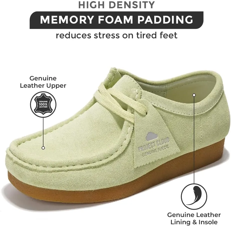 Project Cloud Genuine Leather Womens Shoes - Memory Foam Insole Oxford Shoes for Women Footwear - Lightweight Anti-Slip Sole Casual Work Loafers with Lace (Wally)