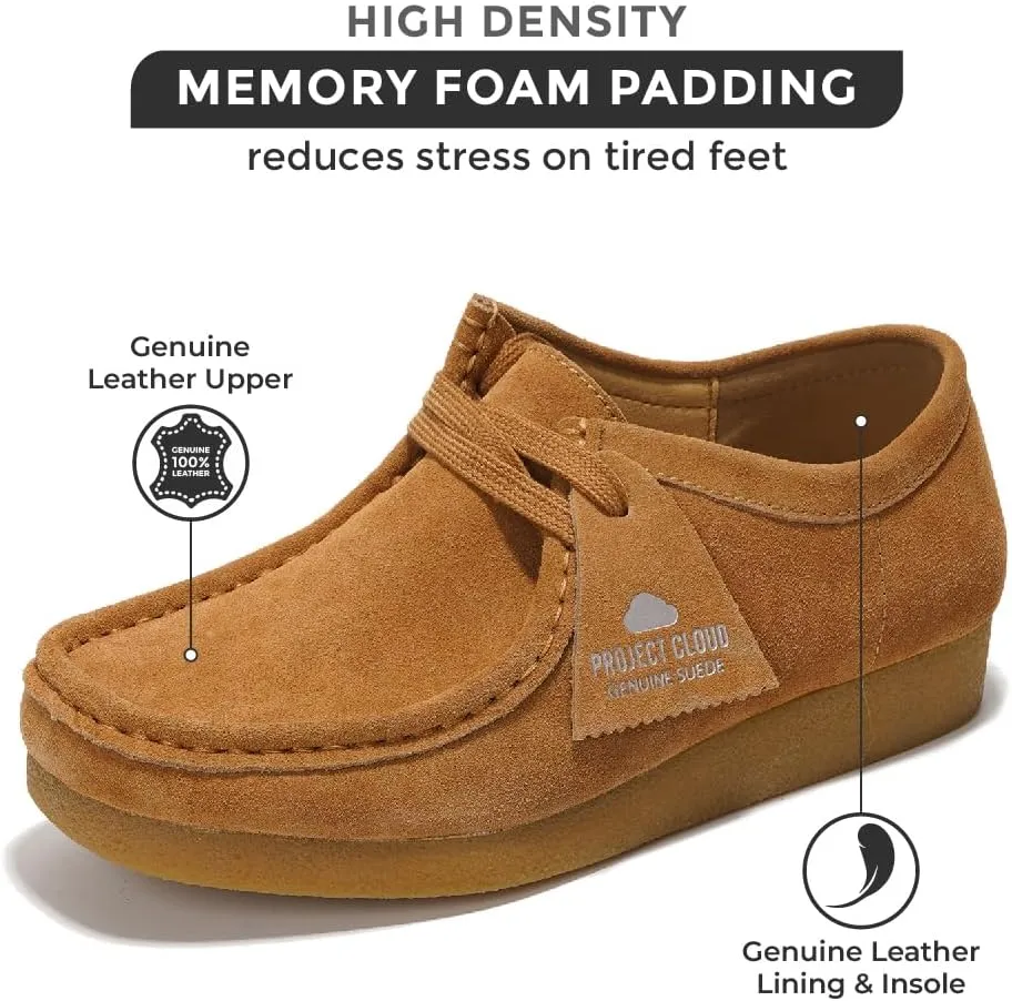 Project Cloud Genuine Leather Womens Shoes - Memory Foam Insole Oxford Shoes for Women Footwear - Lightweight Anti-Slip Sole Casual Work Loafers with Lace (Wally)
