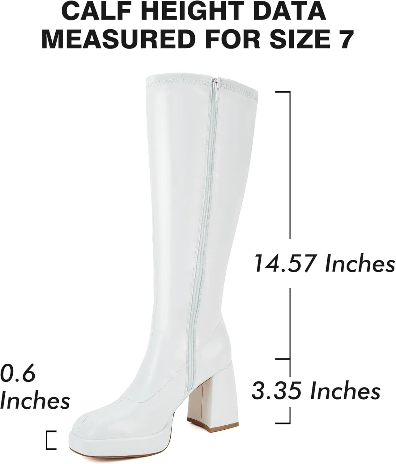 Putu Platform Knee High Boots for Women GoGo Boots with Square Toe Chunky Block Tall Boots