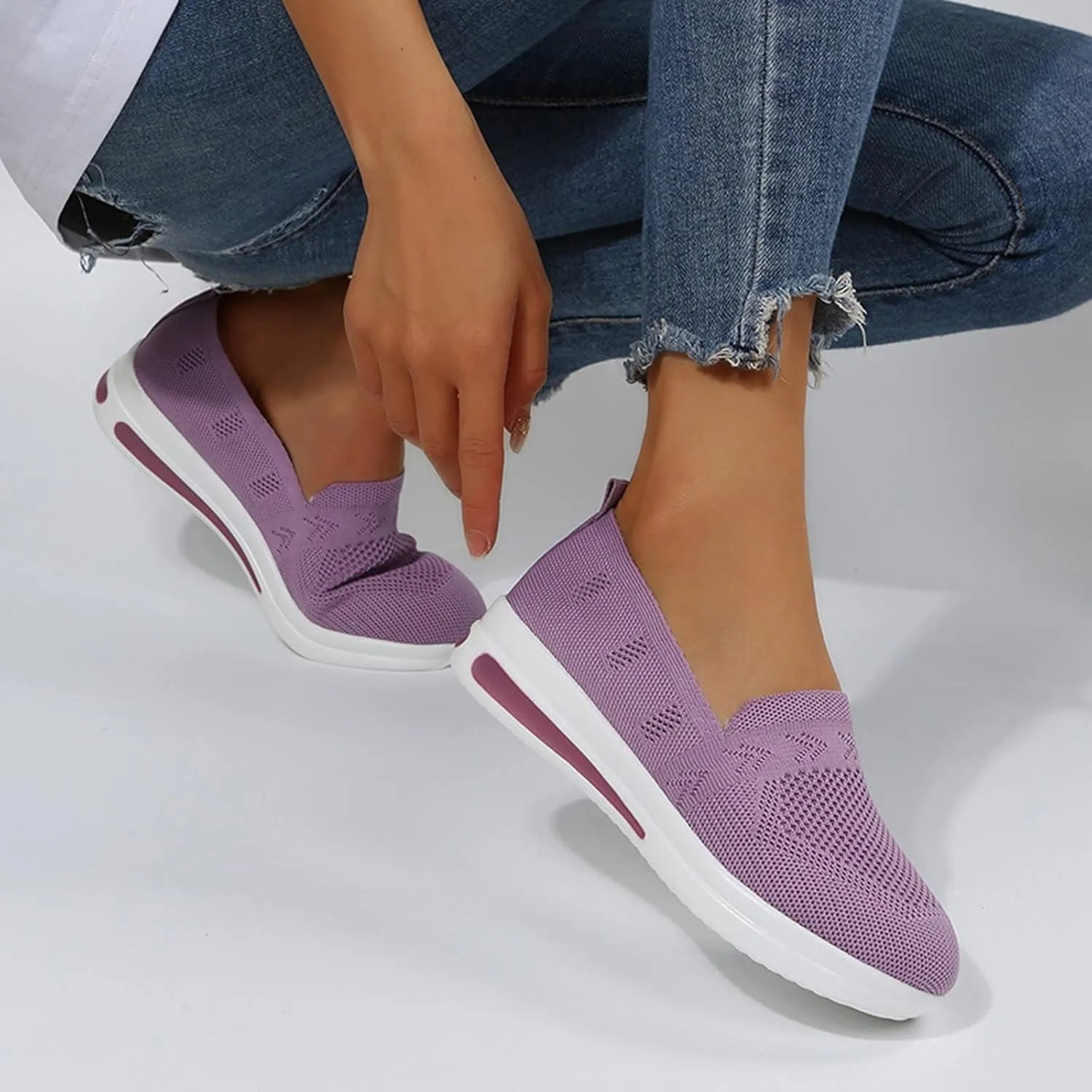 Quick Dry Casual Boat Shoes for Women Arch Support Air Cushioned Classic Comfort Flat Loafers Orthopedic Tennis Comfortable Lightweight Jogging Sneakers Padded Insole Slip on Tennis Footwears