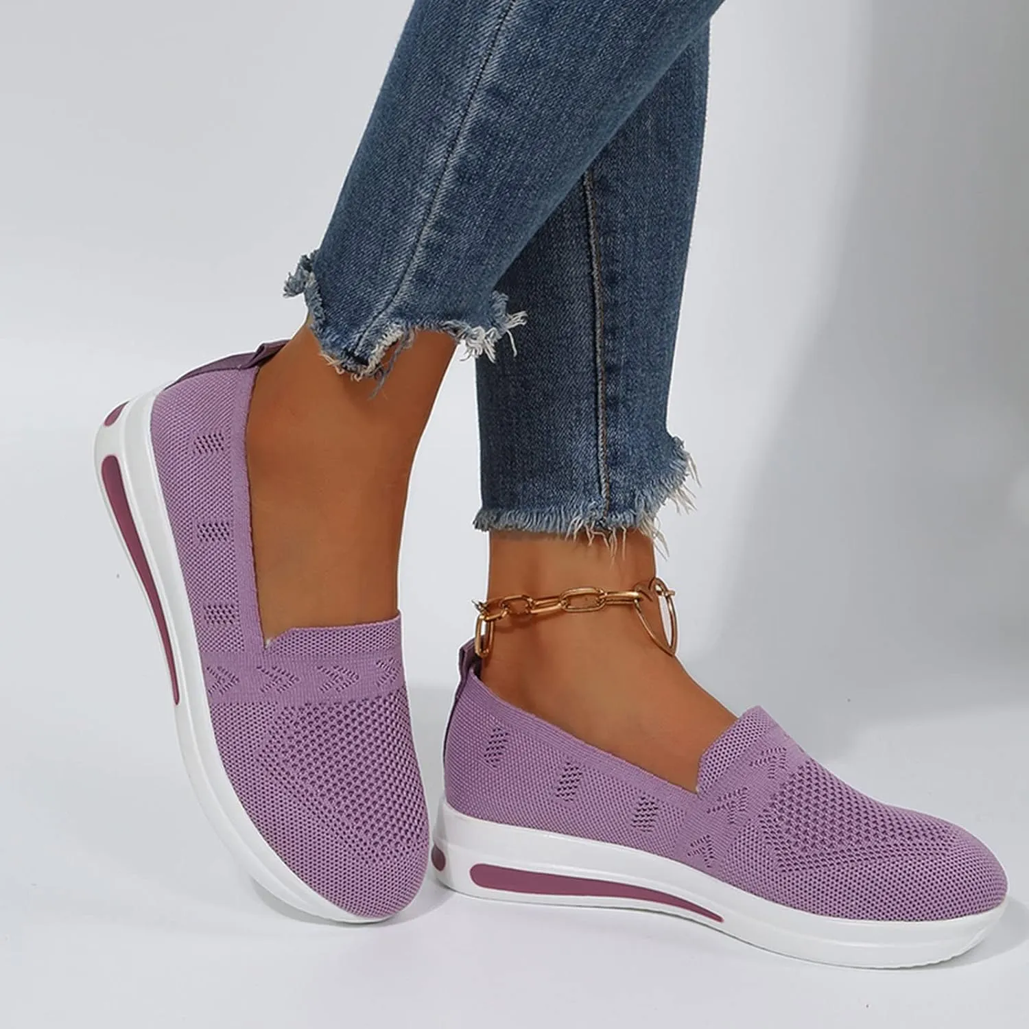 Quick Dry Casual Boat Shoes for Women Arch Support Air Cushioned Classic Comfort Flat Loafers Orthopedic Tennis Comfortable Lightweight Jogging Sneakers Padded Insole Slip on Tennis Footwears