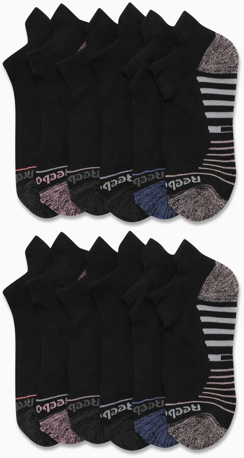 Reebok Womens Low Cut Socks - 12 Pack Athletic Performance Moisture Wicking Low Cut Tab Ankle Socks for Women (Sizes: 4-10)