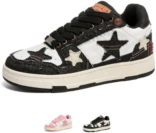 Retro Star Platform Shoes Vintage Chunky Sneakers for Women Men Trendy Casual Aesthetic Y2k Skate Shoes
