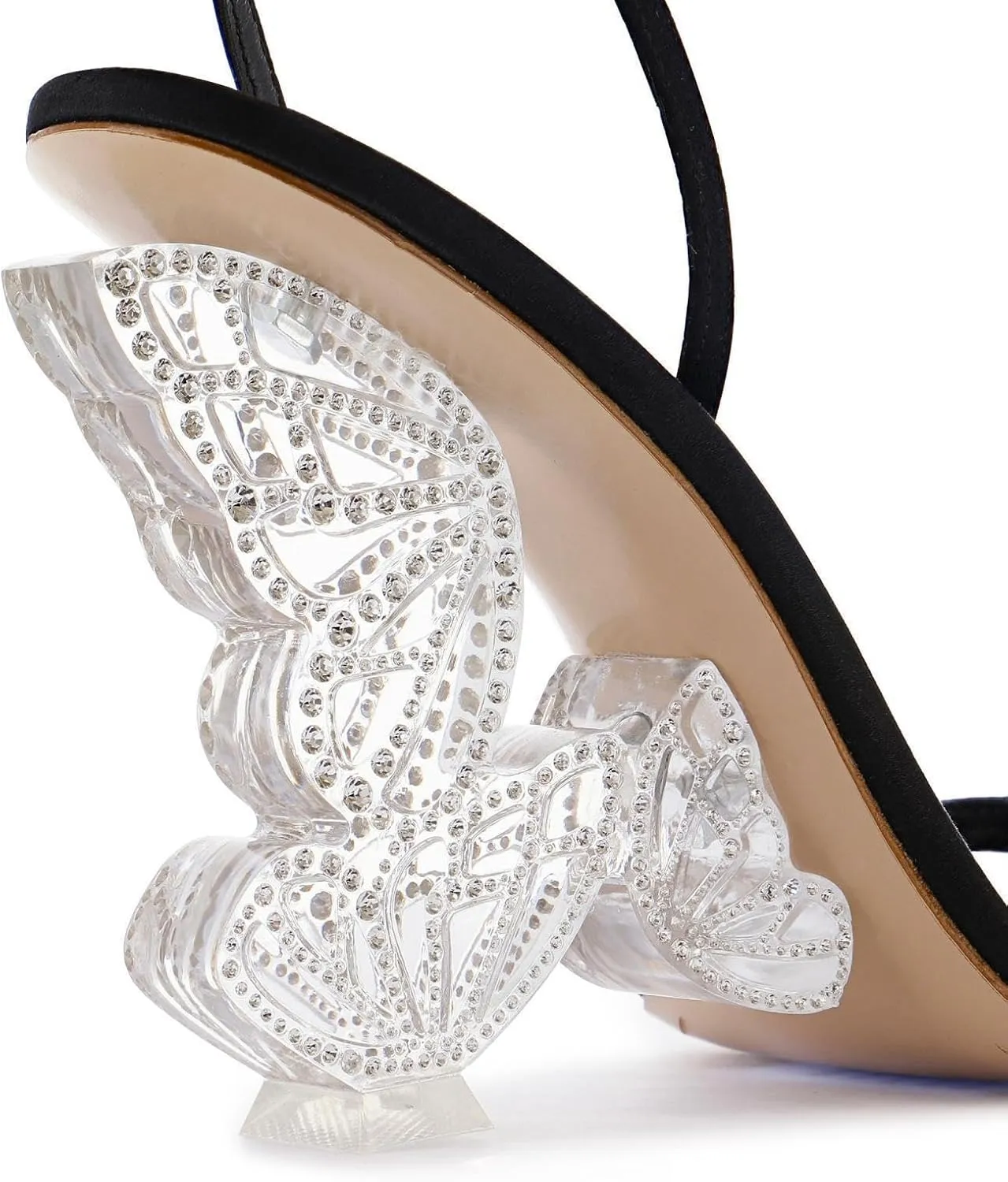 Rhinestone Butterfly Stilletos Heels Sandals for Women, Open Pointed High Heels Sandals Ankle Strap Buckles Elegant Wedding Dress Shoes