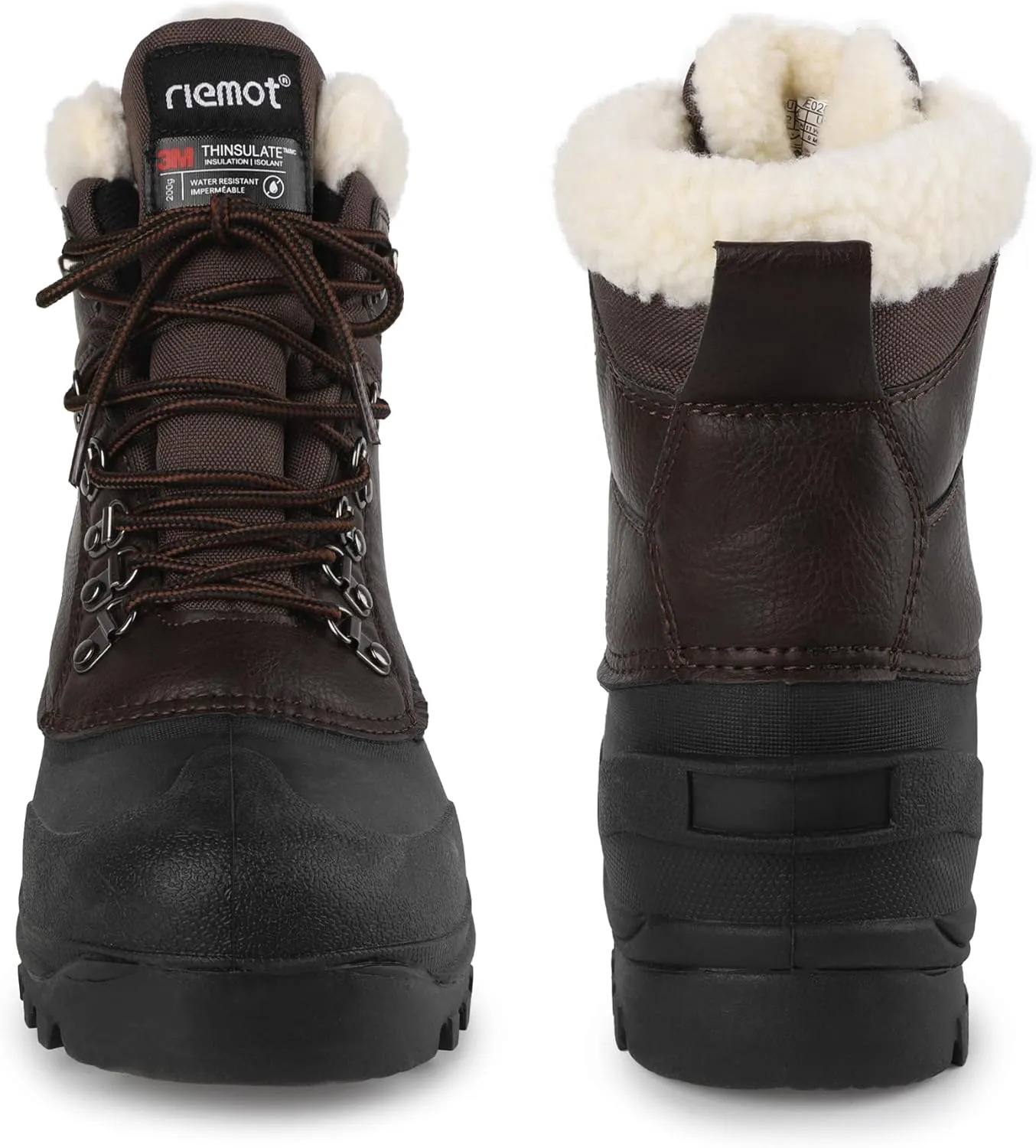 riemot Women's Men's Winter Snow Boots Waterproof Outdoor Boots Anti-slip Comfortable Boots Warm Fur Collar Shoes for Hiking Walking Camping Lace-up Shoes US 5-13 Black Brown