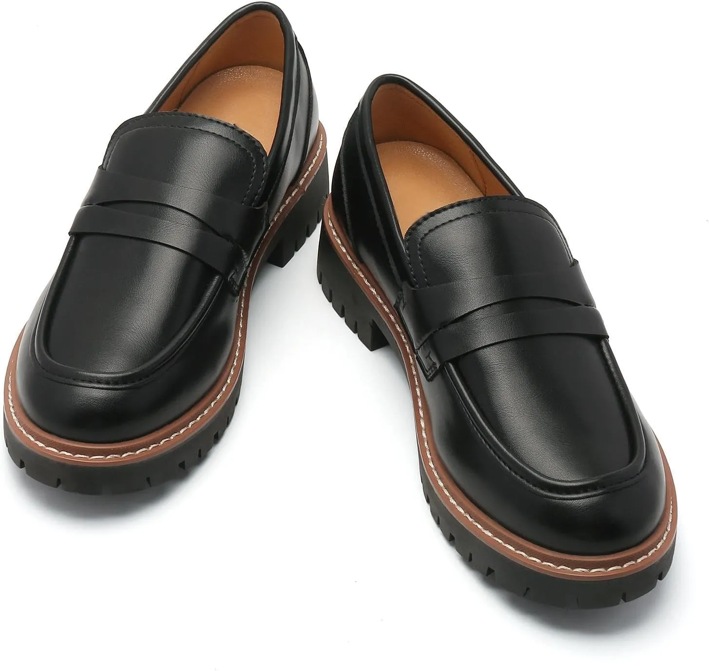 Round Toe Chunky Loafers Women Platform Loafers for Women