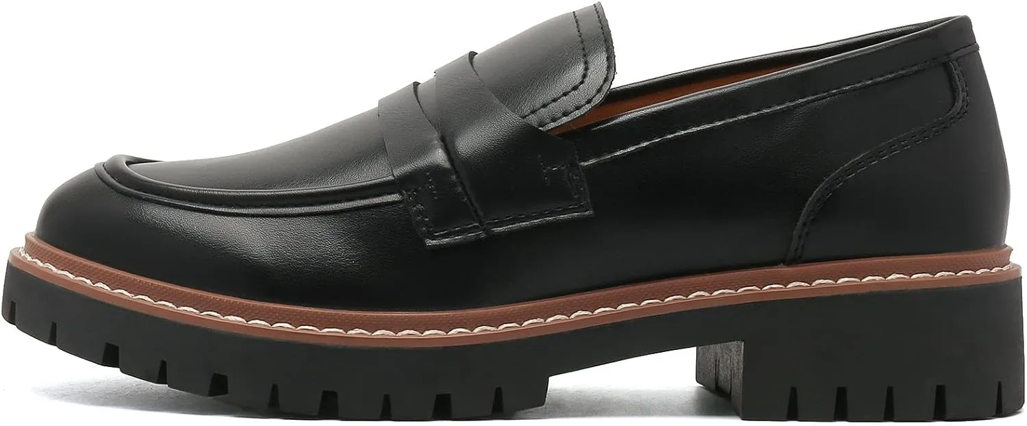 Round Toe Chunky Loafers Women Platform Loafers for Women