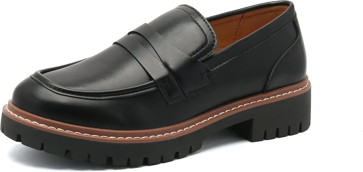 Round Toe Chunky Loafers Women Platform Loafers for Women